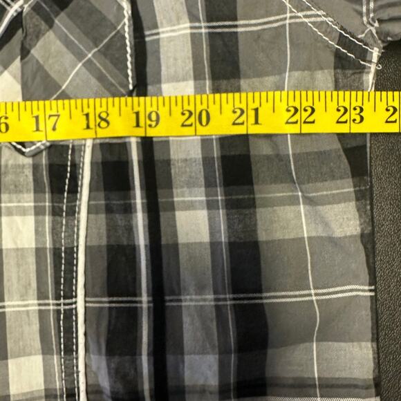 BKE Black and Gray Plaid Western Wear Long Sleeve Snap Front Shirt Size XL - Picture 8 of 9